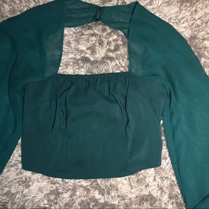 Square Neck Balloon Sleeve Blouse